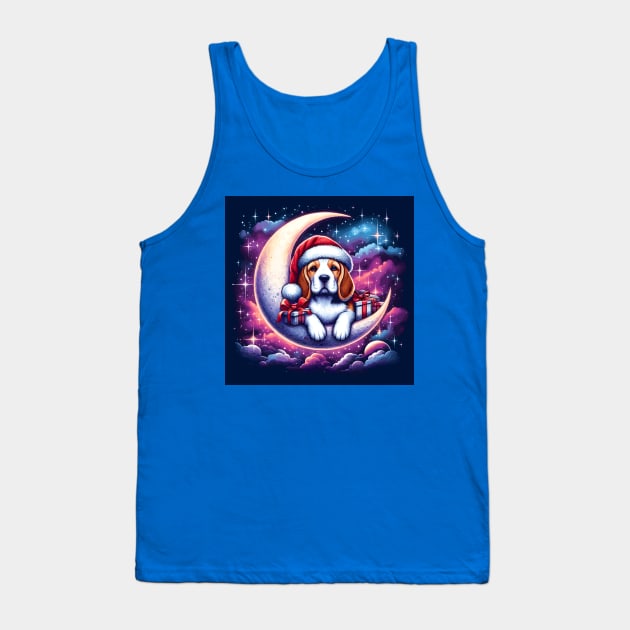 Beagle Dog On The Moon Christmas Tank Top by Graceful Designs